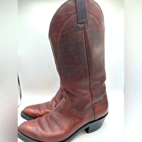 Vintage Men’s Panhandle Slim Brown Leather Cowboy Western Rancher Pull On Boots - Picture 3 of 14
